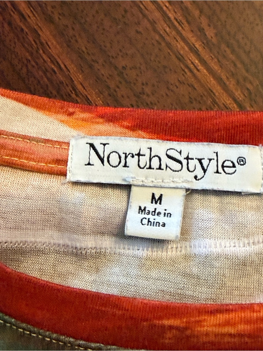 NorthStyle Watercolor Print Crew Neck Multicolor Top Womens M 3/4 Sleeve - Picture 3 of 6